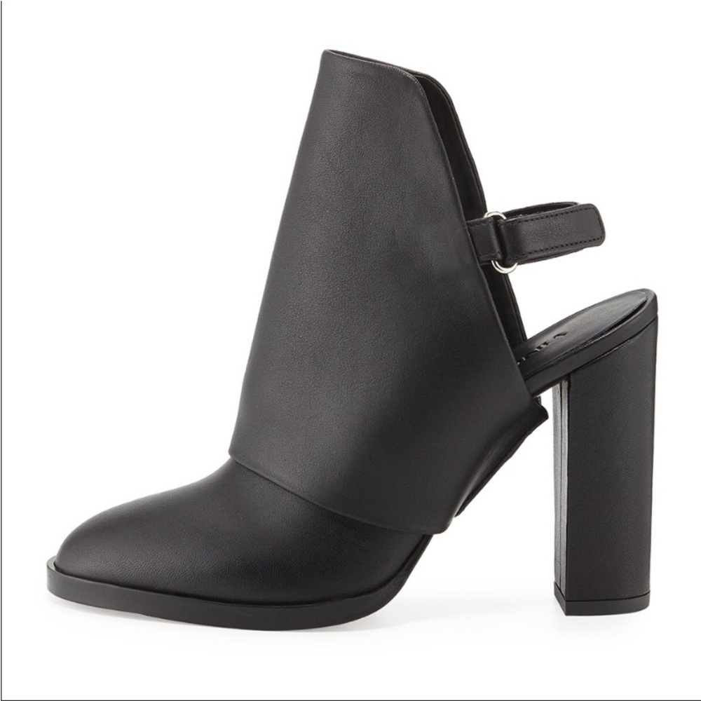 Vince sling back black leather booties